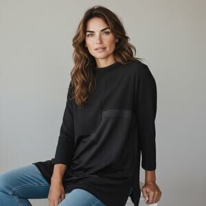 TERRA Chic SJ Apparel Black Art to Wear Tunic Top Blouse Size Medium A-line Boxy